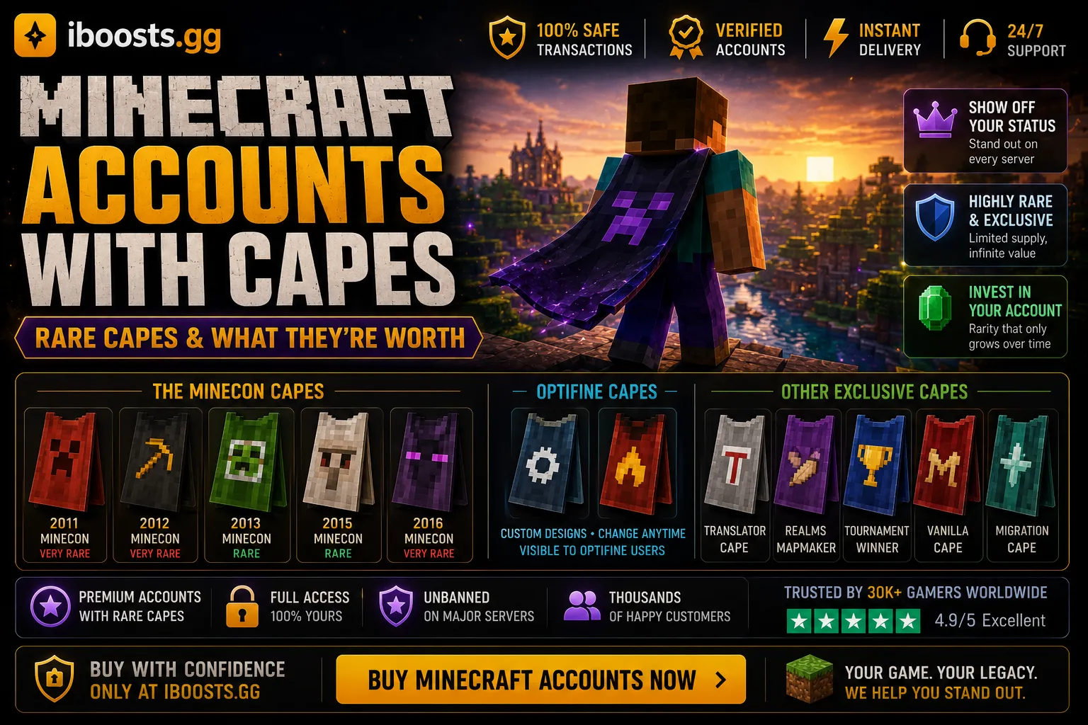 Minecraft Accounts With Capes: Rare Capes & What They’re Worth