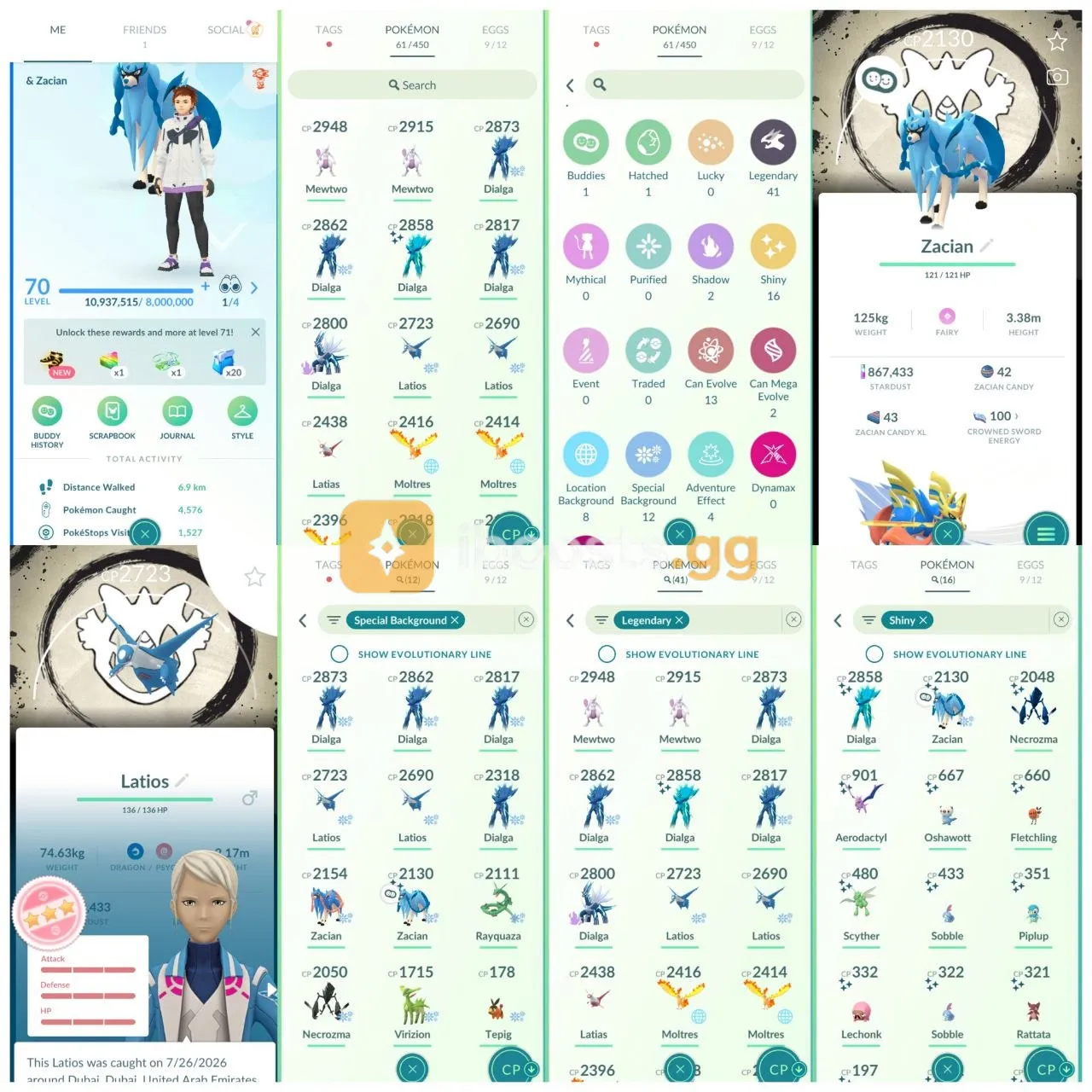🔥 LEVEL 70 Pokémon GO Account | 41+ LEGENDARIES | 16✨ SHINY | Shiny  Zacian BG 👑⚔️ | Special Backgrounds 🌌 | Premium Collection 🏆