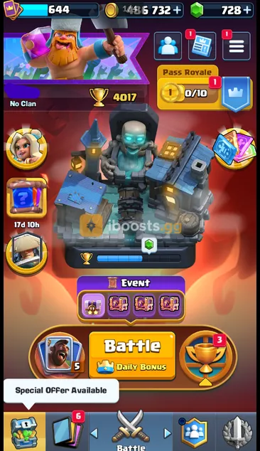 CLASH ROYALE 👑 4000 TROPHIES | 486K+ GOLD 💰 728 GEMS 💎 (NAME CHANGE READY) | FULL ACCES
