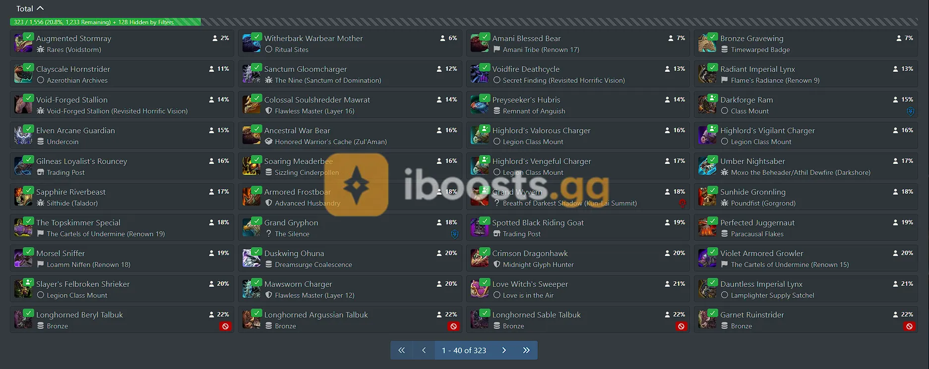 WoW Midnight  RARE COLLECTOR ACCOUNT | 300+ MOUNTS | 315 PETS | 22K+ ACHIEVEMENTS Rogue 90 ilvl 263 with 20+ lvl 80 toons