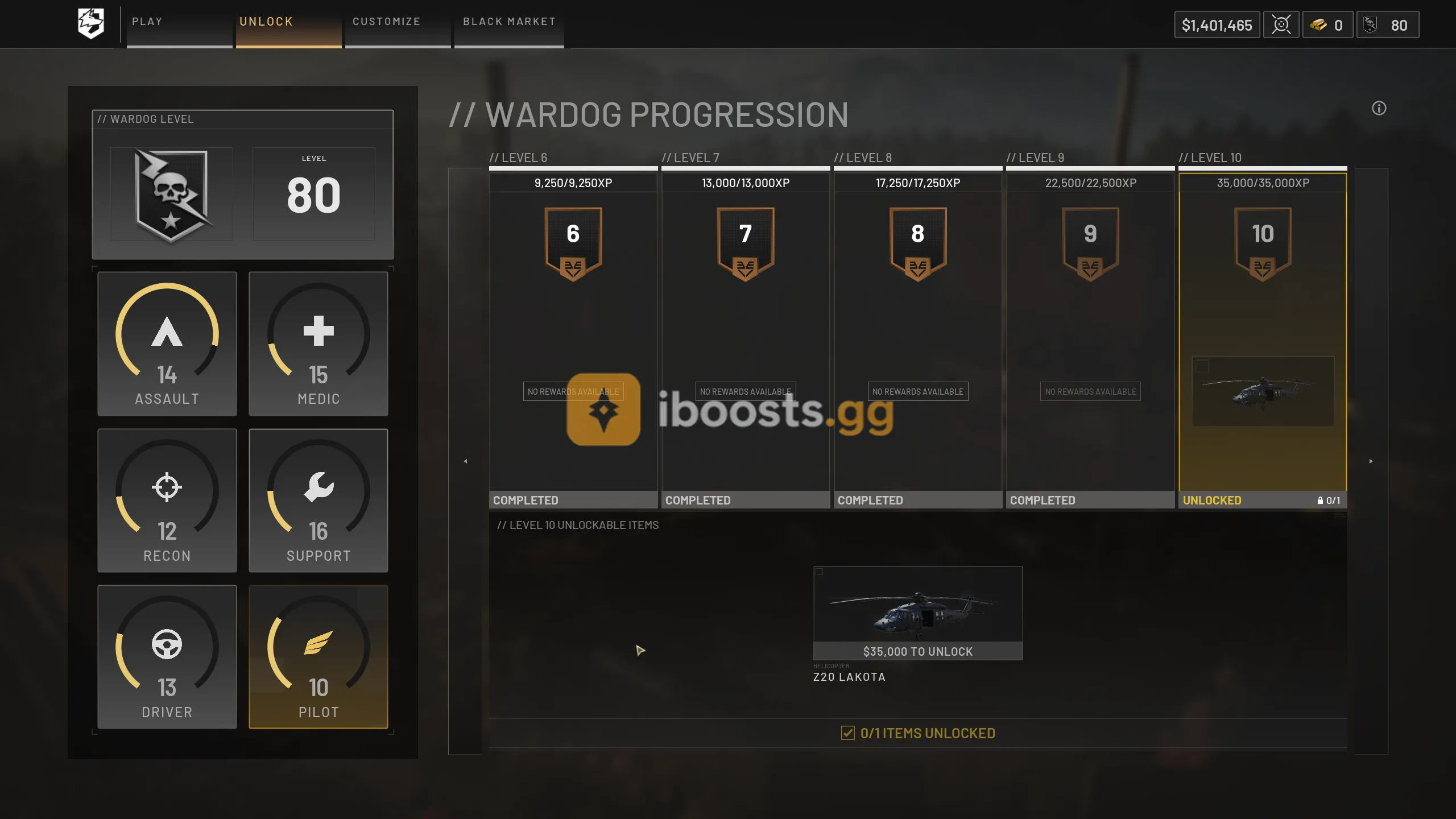 WARDOGS Level 80 Account | $1.4M Cash | High-Level Classes