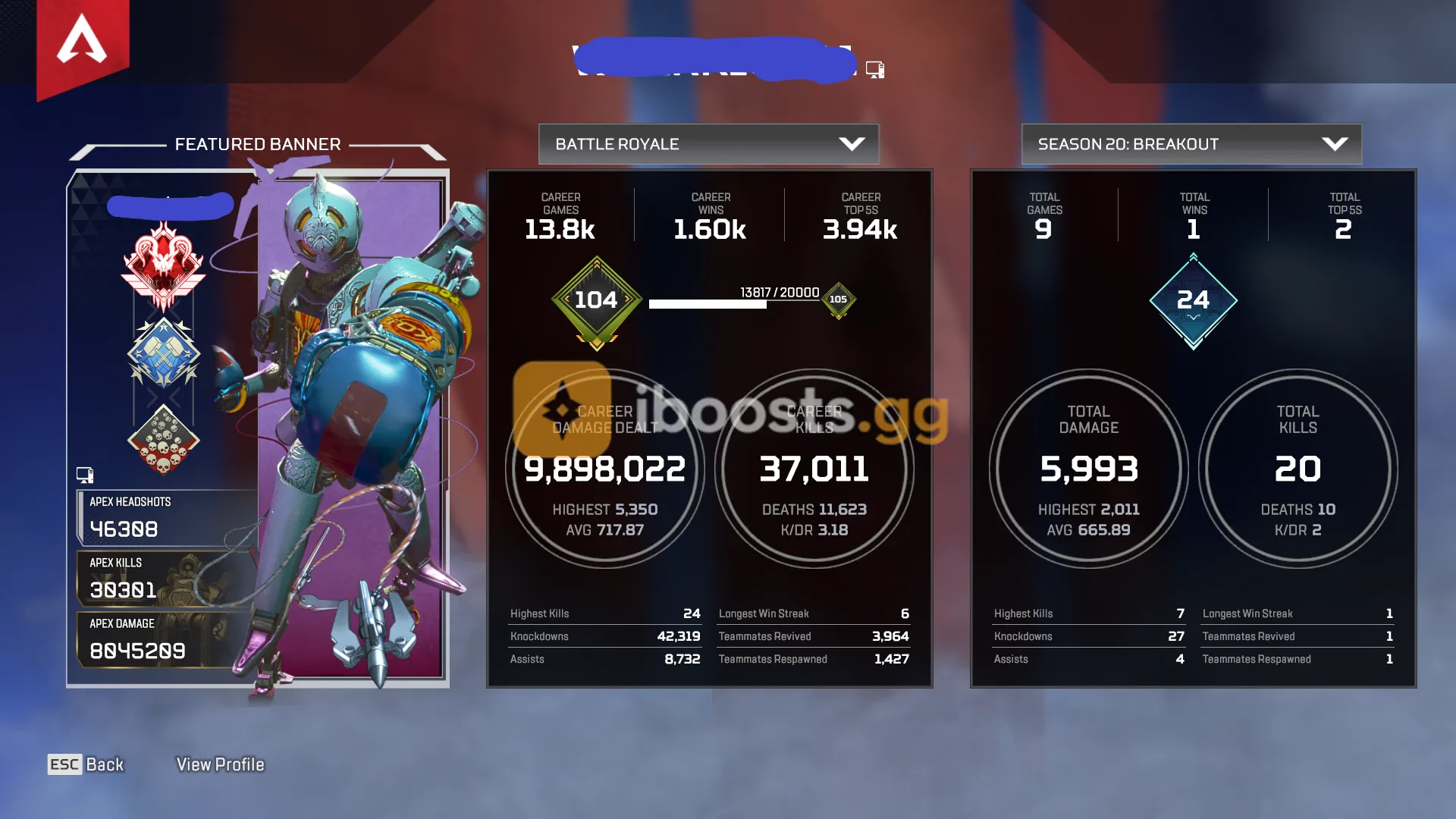 OGE ] 239 LEGENDARIES  S3 PREDATOR PATHFINDER MAIN W/ 30K KILLS  BATTLE S3 TO 13 MAX - 14=106