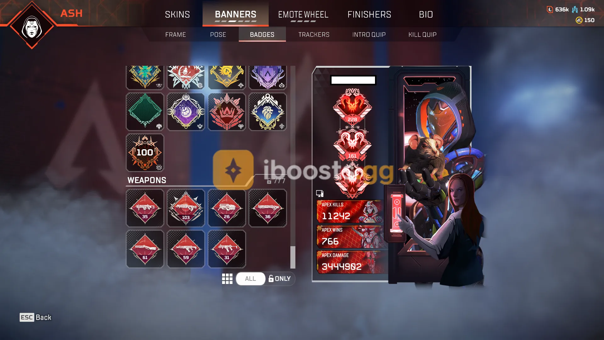 PC] LV 1737 - 342 Baller - 3x Predator - 5 Heirloom + 1 Prestige - 11K Kills on Ash - BP S10-17 - Limited Skins