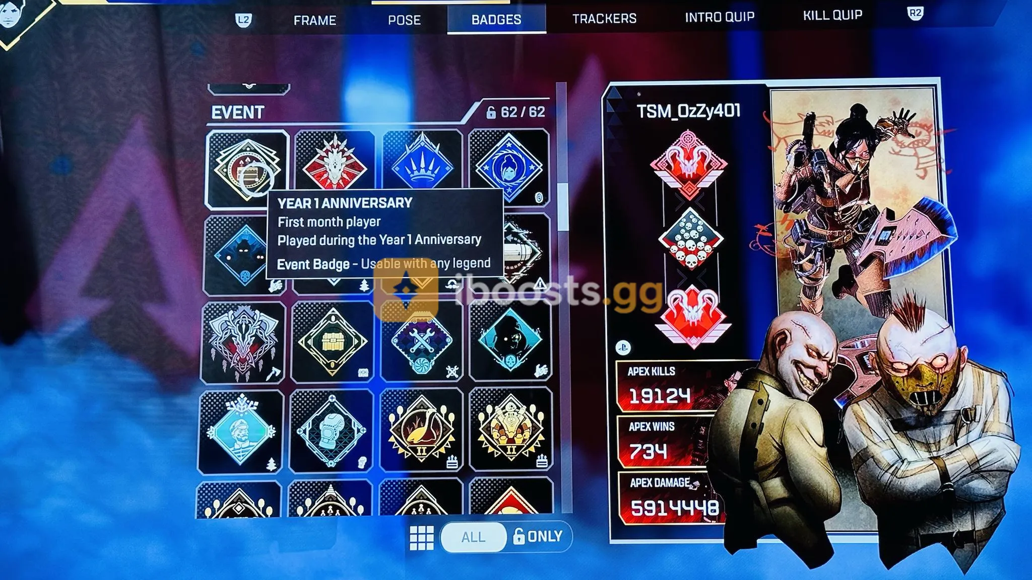 PS4&5 OG Acc - Season 2,5 Predator - Season 4,6,9 Masters - 42k Lifetime Kills - BP Season 2 Upto 12 - Permanent Predators
