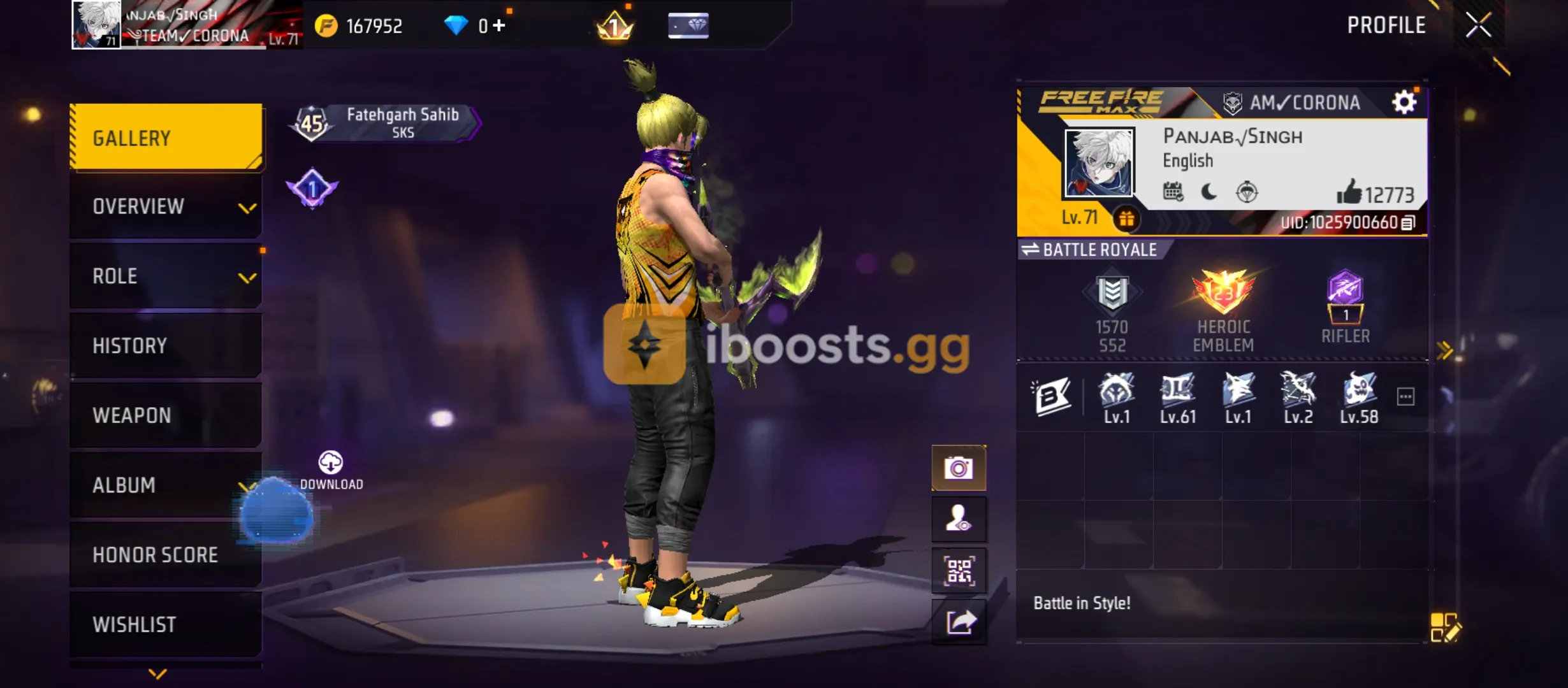 Free fire account (indian server) 