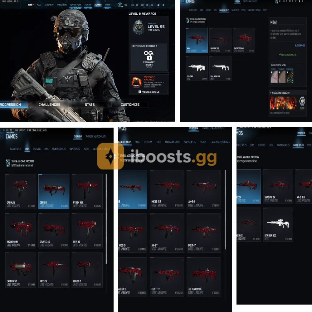 Apocalyse Prestige 1 Level 55 | Apocalse Unlocked On 4x Sniper | Linable To Any Platform