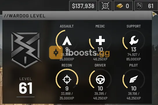 WARDOGS ACCOUNT LVL 61✅ STEAM | CLASSES LVL 10✅ - Image 1